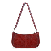 ACUYE Small Shoulder Bag Red Hobo Bags for Women, Y2K Crescent Purse Retro Crossbody Bag Red Clutch Purse with 2 Adjustable Strap PU Tote Handbag Satchel Bag